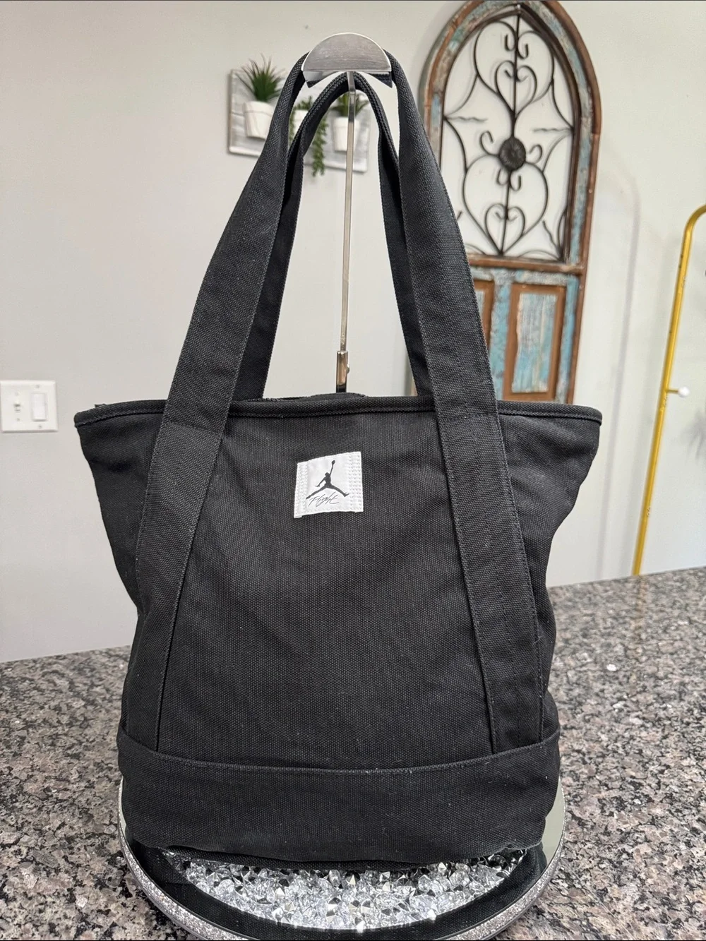 Nike air Jordan Black heavy duty Canvas Duffel Tote Bag EUC